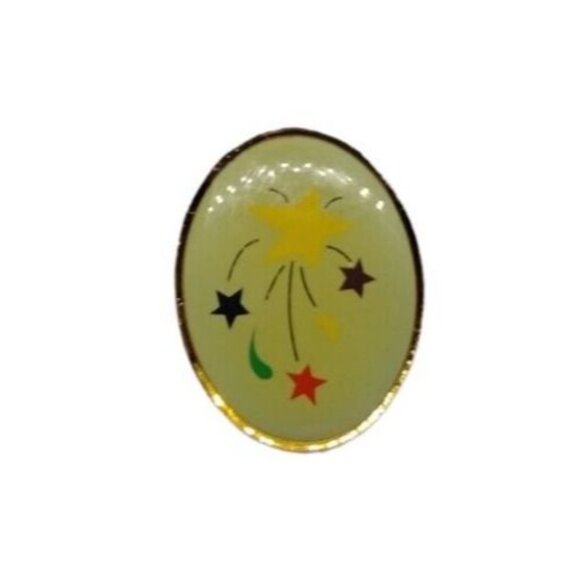 Shooting Stars Starburst Pattern Enamel Lapel Hat Pin 1 in Oval - Picture 3 of 3